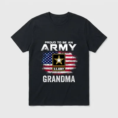 Army Grandma with American Flag Veteran T-Shirt – Classic T-Shirt in Black