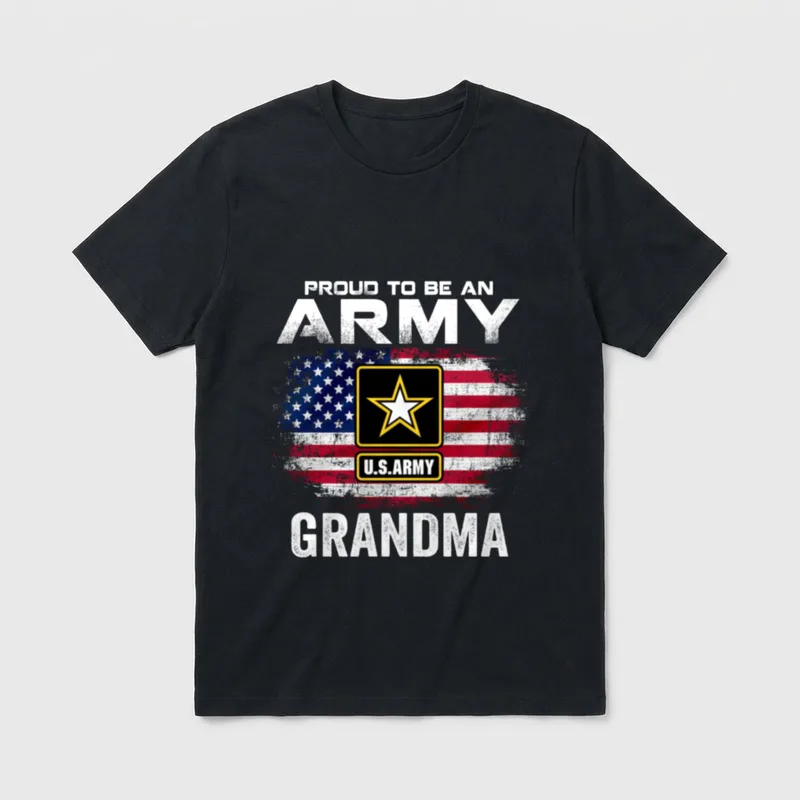 Army Grandma with American Flag Veteran T-Shirt – Classic T-Shirt in Black