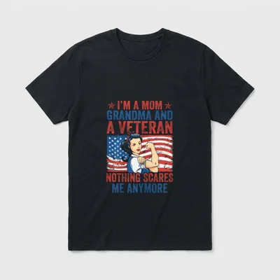 Female Veteran I'm a Mom Grandma T-Shirt – Classic T-Shirt in Black