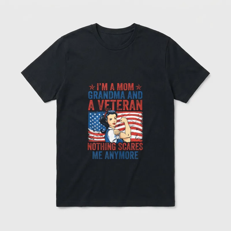 Female Veteran I'm a Mom Grandma T-Shirt – Classic T-Shirt in Black