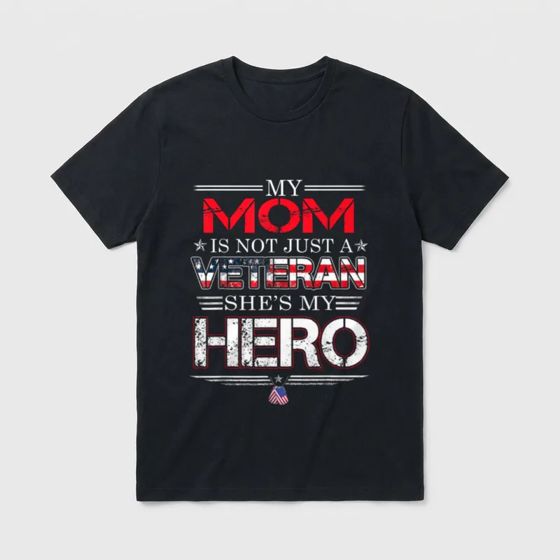 Military Family Veteran Support My Mom T-Shirt – Classic T-Shirt in Black