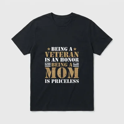 Female Veteran Being a Mom T-Shirt – Classic T-Shirt in Black
