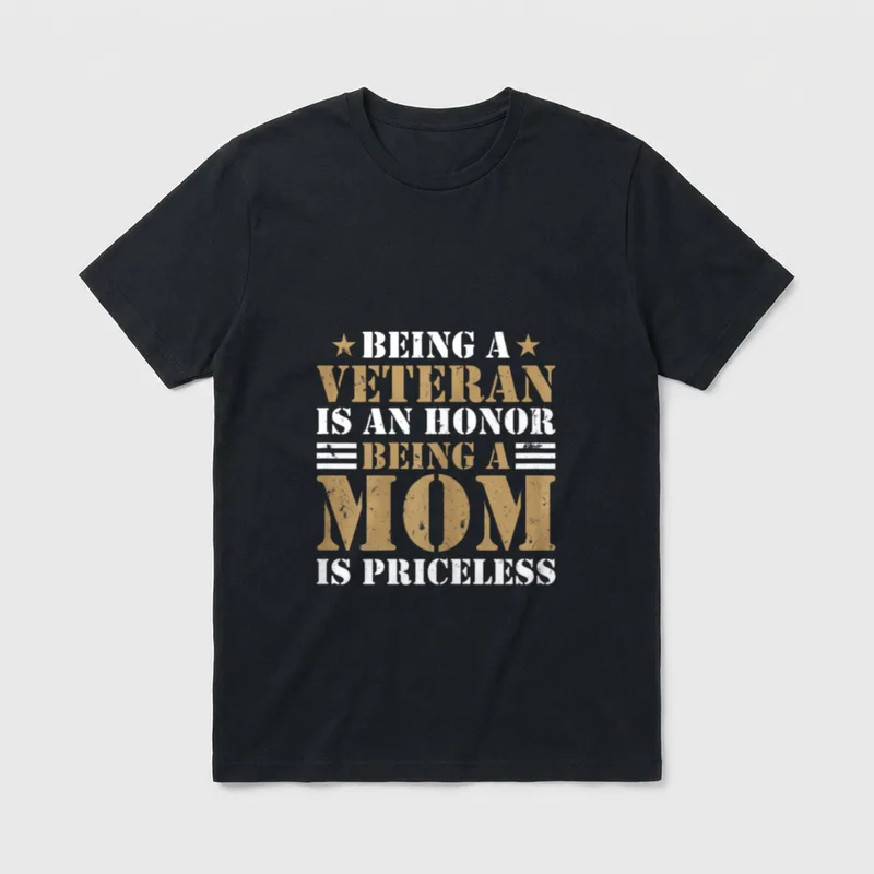 Female Veteran Being a Mom T-Shirt – Classic T-Shirt in Black