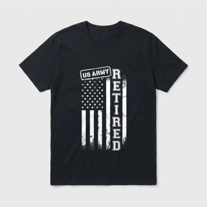 Military Retirement American Flag T-Shirt – Classic T-Shirt in Black