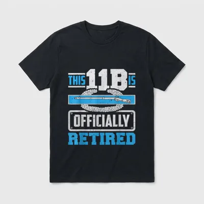 Retired Infantry Veteran T-Shirt – THIS 11B IS OFFICIALLY RETIRED with rifle and infantry insignia – Classic T-Shirt in Black