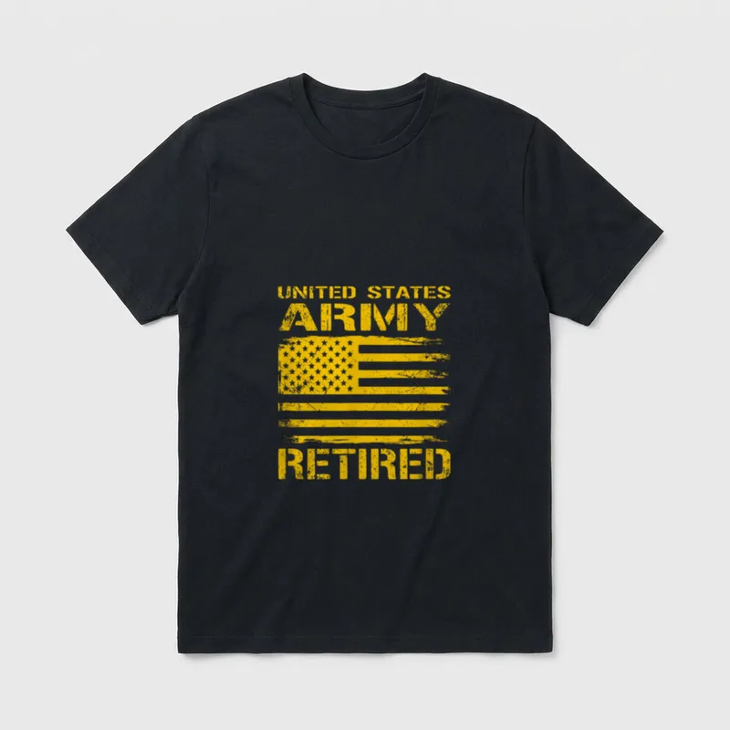 Distressed Flag Military Retirement T-Shirt – Classic T-Shirt in Black