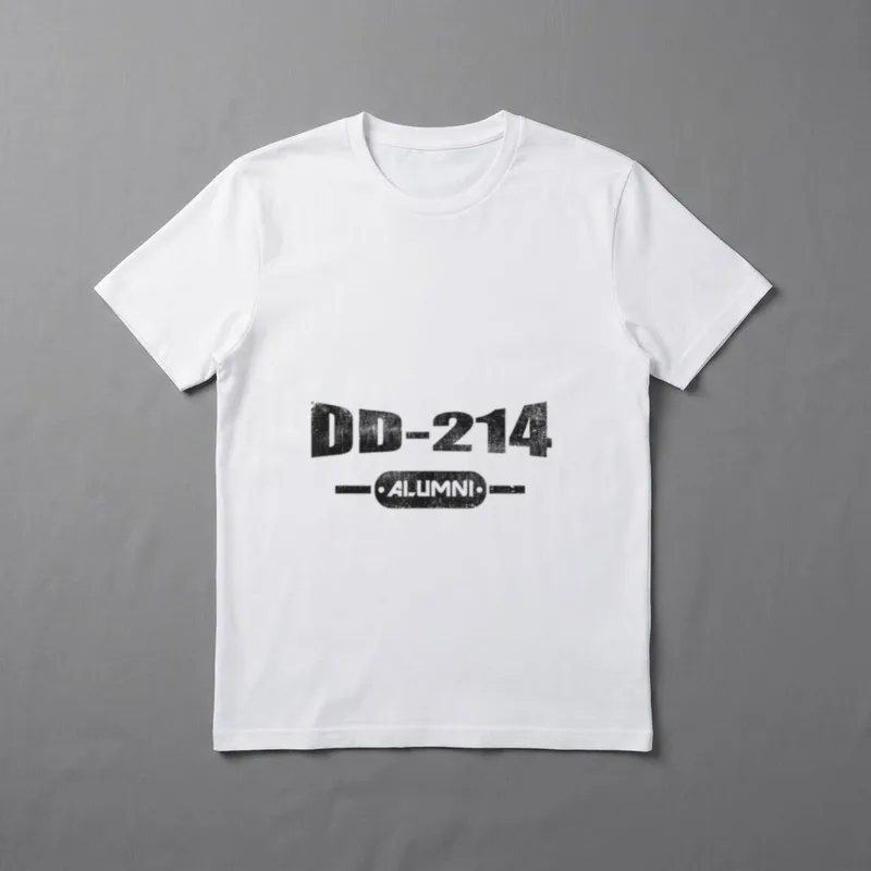 Veteran Retirement Proud T-Shirt – DD-214 ALUMNI in distressed lettering with decorative bars – Classic T-Shirt in Black