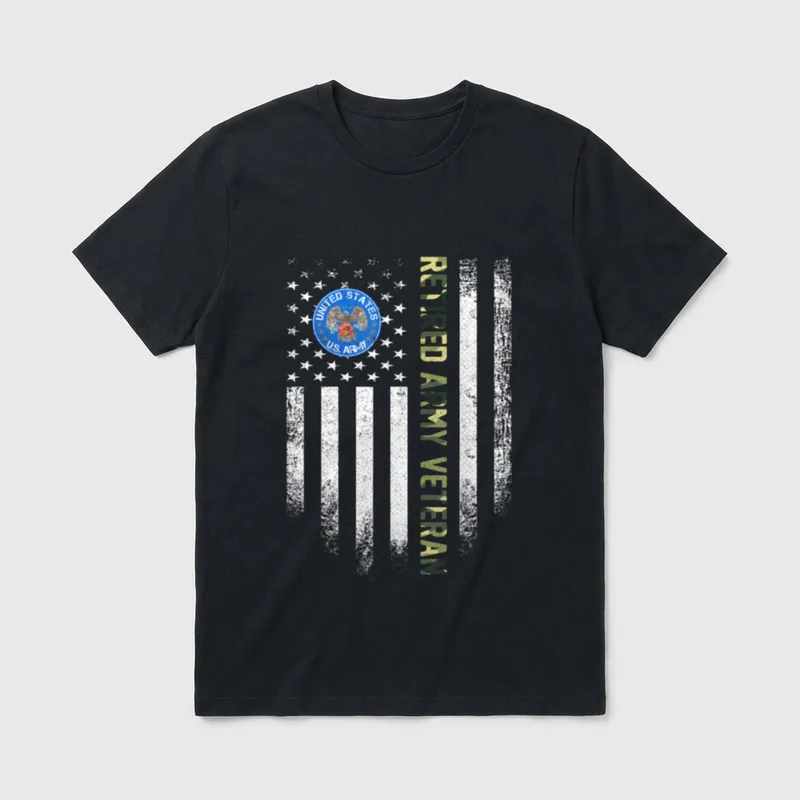 Proud Army Veteran Vintage Flag T-Shirt – Classic T-Shirt in Black