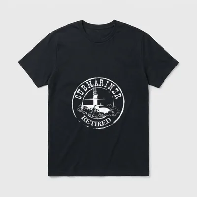 Submariner Retired Veteran T-Shirt – Circular stamp reading Submariner Retired with submarine icon – Classic T-Shirt in Black