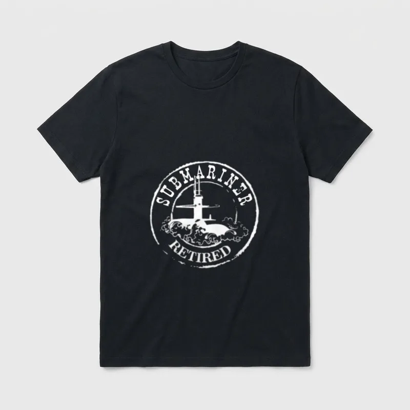 Submariner Retired Veteran T-Shirt – Circular stamp reading Submariner Retired with submarine icon – Classic T-Shirt in Black