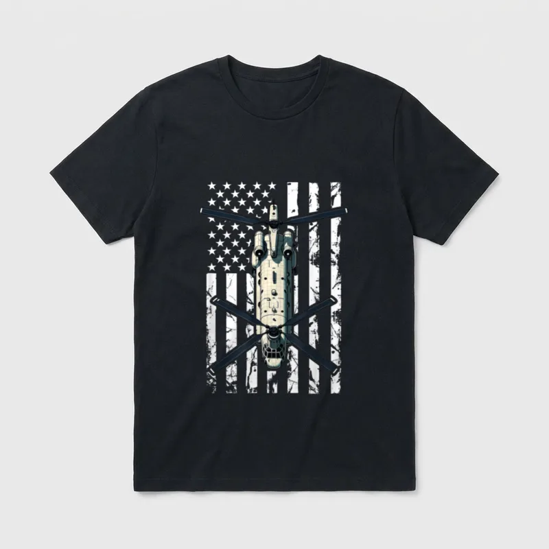 Helicopter Pilot USA Flag Retired Veteran T-Shirt – Classic T-Shirt in Black
