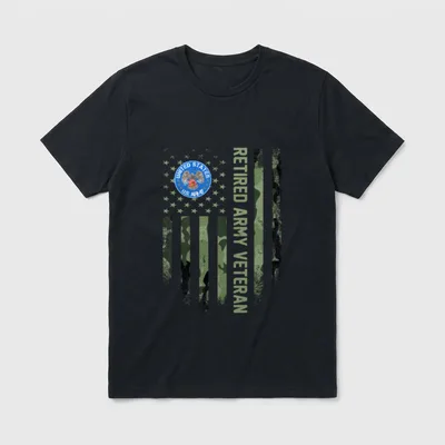 Flag Proud Retired US Army USA T-Shirt – Classic T-Shirt in Black