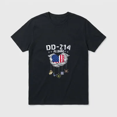 DD-214 Alumni Flag US Military Veteran T-Shirt – Classic T-Shirt in Black