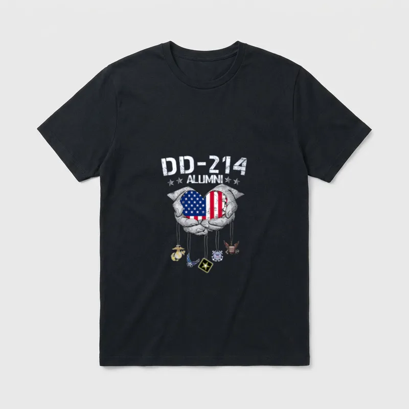 DD-214 Alumni Flag US Military Veteran T-Shirt – Classic T-Shirt in Black