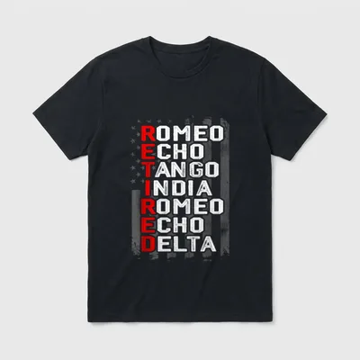 Phonetic Alphabet Retired Veteran American Flag T-Shirt – Classic T-Shirt in Black