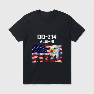 DD-214 Alumni Retired Military Veteran Flag T-Shirt – Classic T-Shirt in Black
