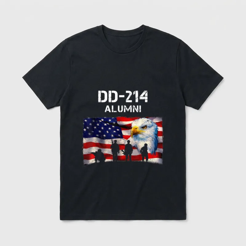 DD-214 Alumni Retired Military Veteran Flag T-Shirt – Classic T-Shirt in Black