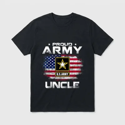 Proud Army Uncle T-Shirt – PROUD ARMY UNCLE with American flag and U.S. Army star badge – Classic T-Shirt in Black