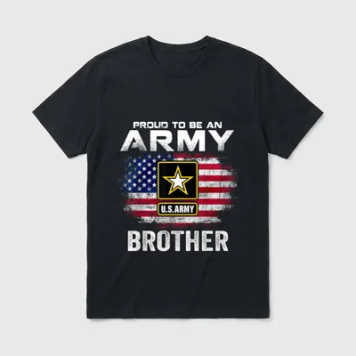 Army Brother with American Flag Veteran T-Shirt – Classic T-Shirt in Black
