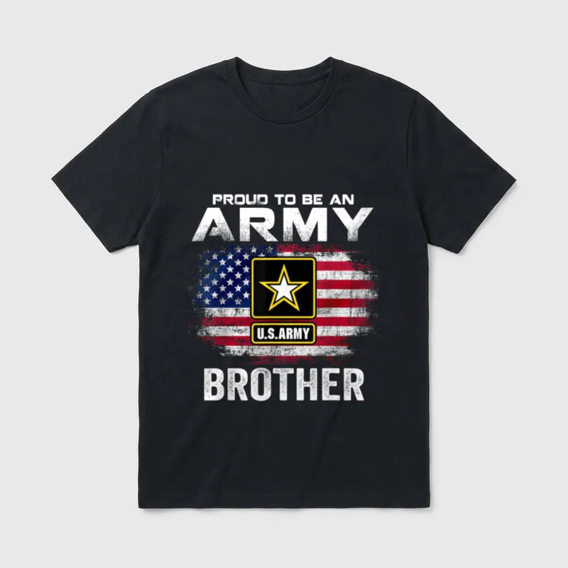Army Brother with American Flag Veteran T-Shirt – Classic T-Shirt in Black