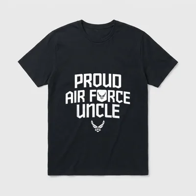Proud Air Force Uncle T-Shirt – PROUD AIR FORCE UNCLE with Air Force wings insignia – Classic T-Shirt in Black