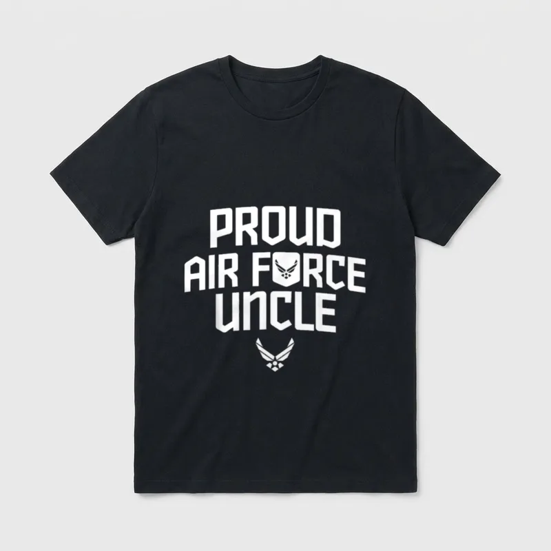 Proud Air Force Uncle T-Shirt – PROUD AIR FORCE UNCLE with Air Force wings insignia – Classic T-Shirt in Black