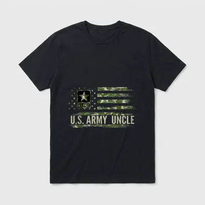 Veteran Uncle Camo T-Shirt – U.S. ARMY UNCLE text with camo overlay and star badge – Classic T-Shirt in Black