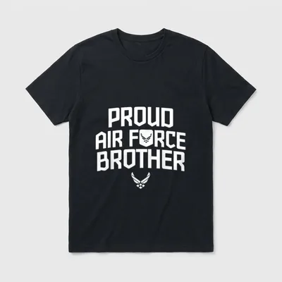 Proud Air Force Brother T-Shirt – PROUD AIR FORCE BROTHER with Air Force wings symbols – Classic T-Shirt in Black
