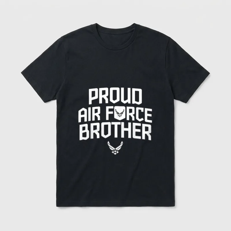 Proud Air Force Brother T-Shirt – PROUD AIR FORCE BROTHER with Air Force wings symbols – Classic T-Shirt in Black