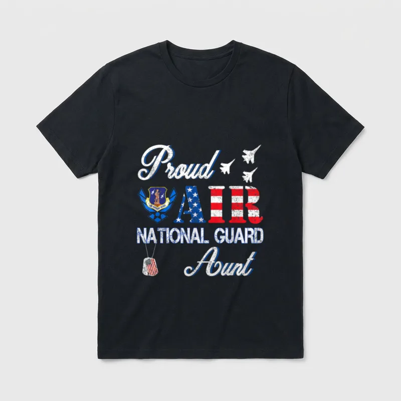 Air Force Aunt Veterans Day T-Shirt – Proud Air National Guard Aunt with military symbols – Classic T-Shirt in Black