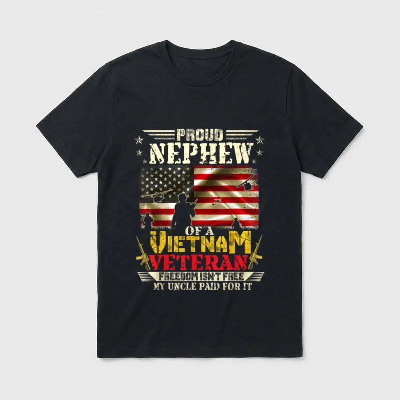 Free-Proud Nephew of a Vietnam Veteran T-Shirt – Classic T-Shirt in Black