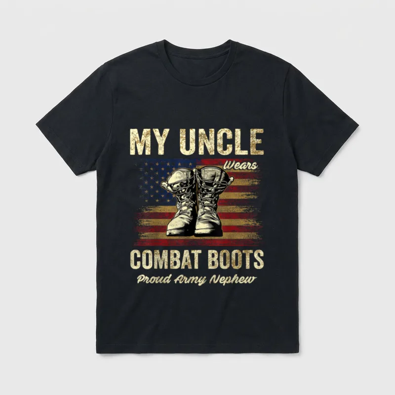 Combat Boots Proud Army Nephew Veteran T-Shirt – Classic T-Shirt in Black