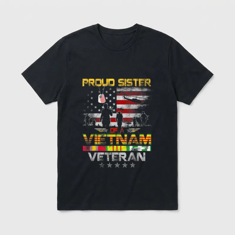 Proud Sister of a Vietnam Flag T-Shirt – Classic T-Shirt in Black