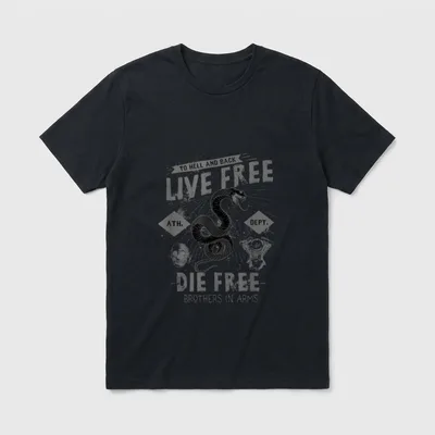 Live Free Die T-Shirt – Vintage snake and skull design with Live Free Die Free text – Classic T-Shirt in Black