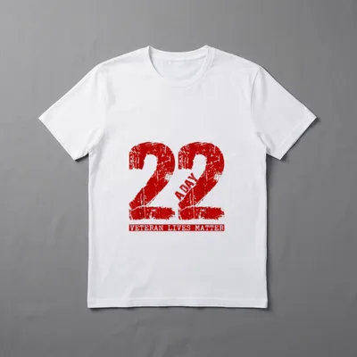 Support Veterans Mental Health T-Shirt – 22 a day and VETERAN LIVES MATTER in red – Classic T-Shirt in Black