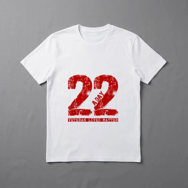 Support Veterans Mental Health T-Shirt – 22 a day and VETERAN LIVES MATTER in red – Classic T-Shirt in Black