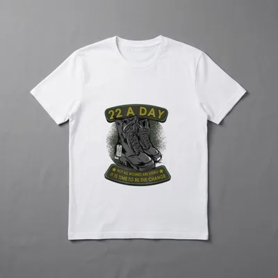Be The Change Veteran T-Shirt – 22 A DAY, NOT ALL WOUNDS ARE VISIBLE, IT IS TIME TO BE THE CHANGE – Classic T-Shirt in Black