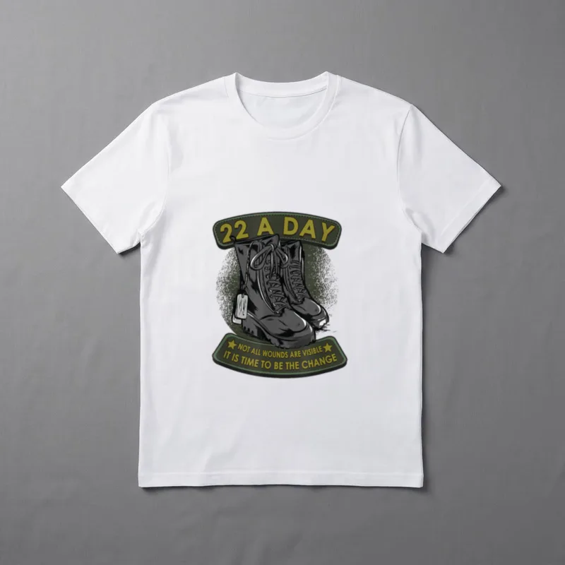 Be The Change Veteran T-Shirt – 22 A DAY, NOT ALL WOUNDS ARE VISIBLE, IT IS TIME TO BE THE CHANGE – Classic T-Shirt in Black