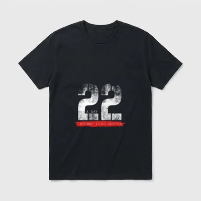Military Suicide Awareness T-Shirt – 22 A DAY and VETERAN LIVES MATTER printed on shirt – Classic T-Shirt in Black