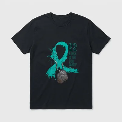 Veteran Suicide Awareness Ribbon A Day T-Shirt – Classic T-Shirt in Black