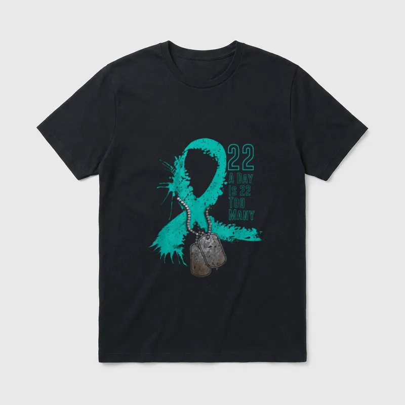 Veteran Suicide Awareness Ribbon A Day T-Shirt – Classic T-Shirt in Black