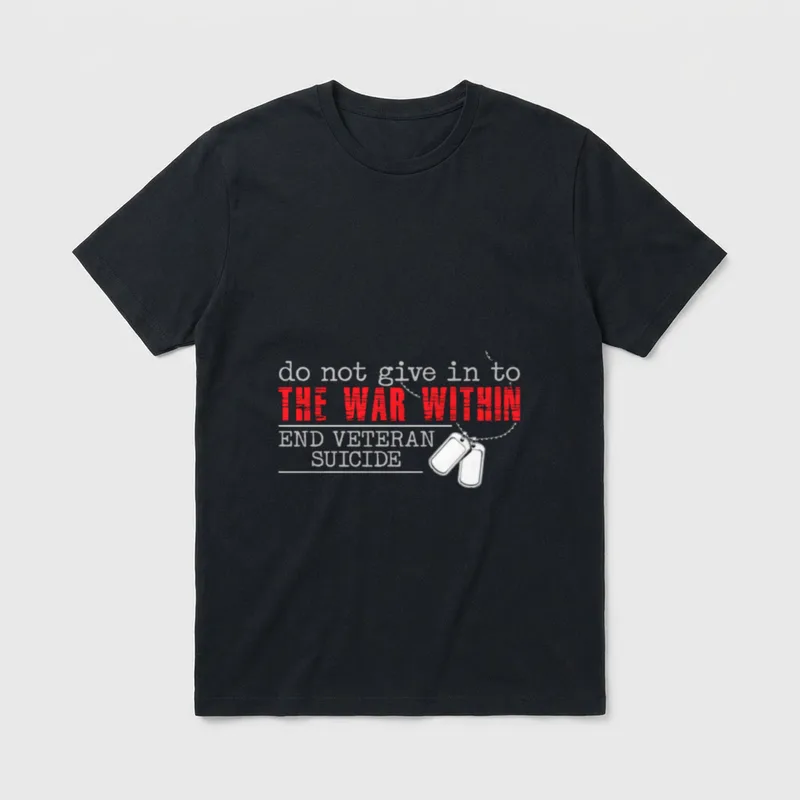 Do Not Give T-Shirt – Message in gray and red with military dog tags – Classic T-Shirt in Black