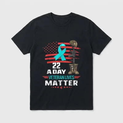 PTSD Awareness 22 a Day Veteran T-Shirt – Classic T-Shirt in Black