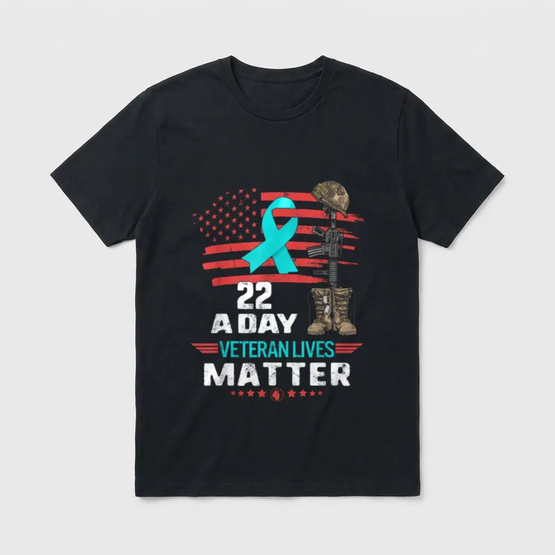 PTSD Awareness 22 a Day Veteran T-Shirt – Classic T-Shirt in Black