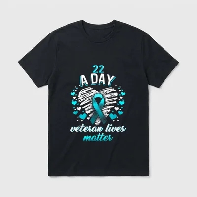 Teal Ribbon Veteran Support T-Shirt – Classic T-Shirt in Black