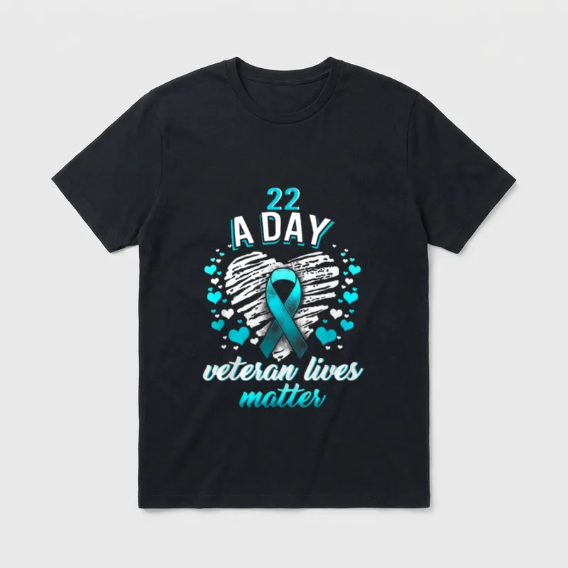 Teal Ribbon Veteran Support T-Shirt – Classic T-Shirt in Black