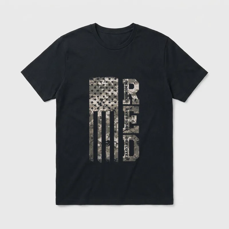 Wear Red Friday Military Support T-Shirt – RED FRIDAY in digital camouflage pattern – Classic T-Shirt in Black