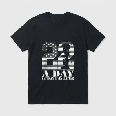 22 a Day Veteran Lives American T-Shirt – Classic T-Shirt in Black