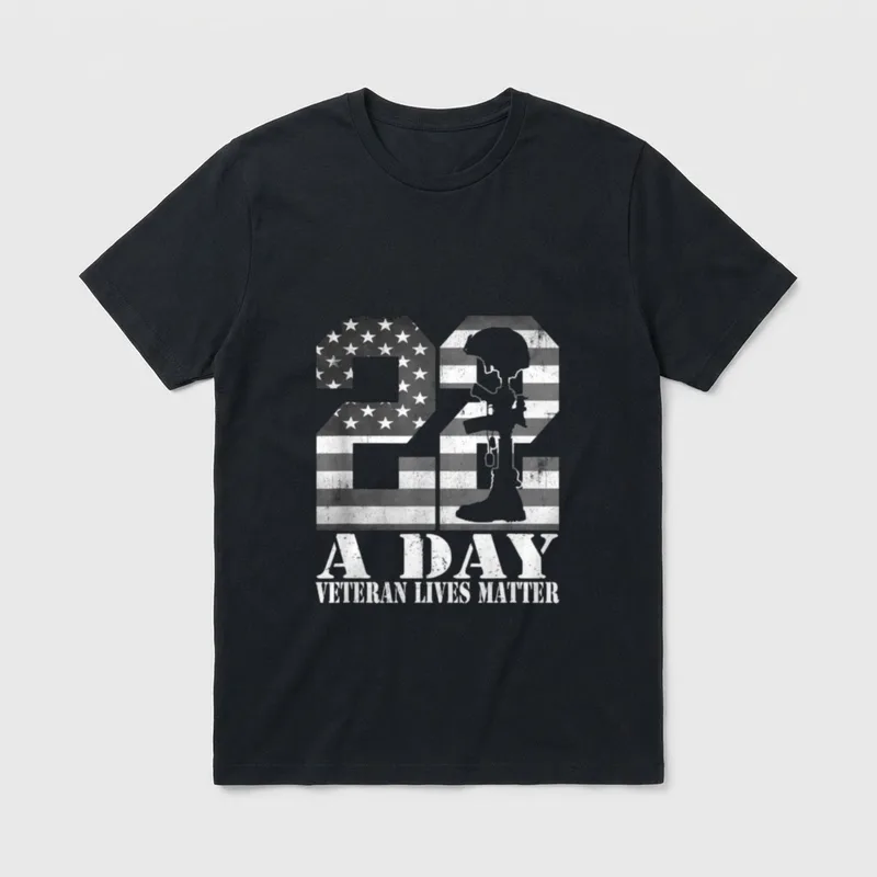 22 a Day Veteran Lives American T-Shirt – Classic T-Shirt in Black