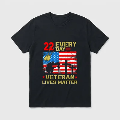 22 Veterans a Day Veteran Suicide T-Shirt – Classic T-Shirt in Black